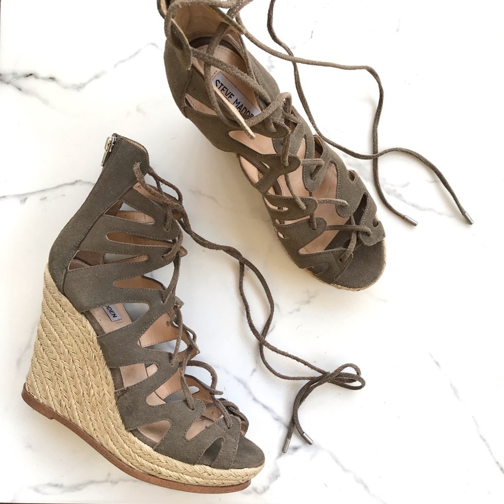 Steve Madden suede lace up wedges - Picture 1 of 8